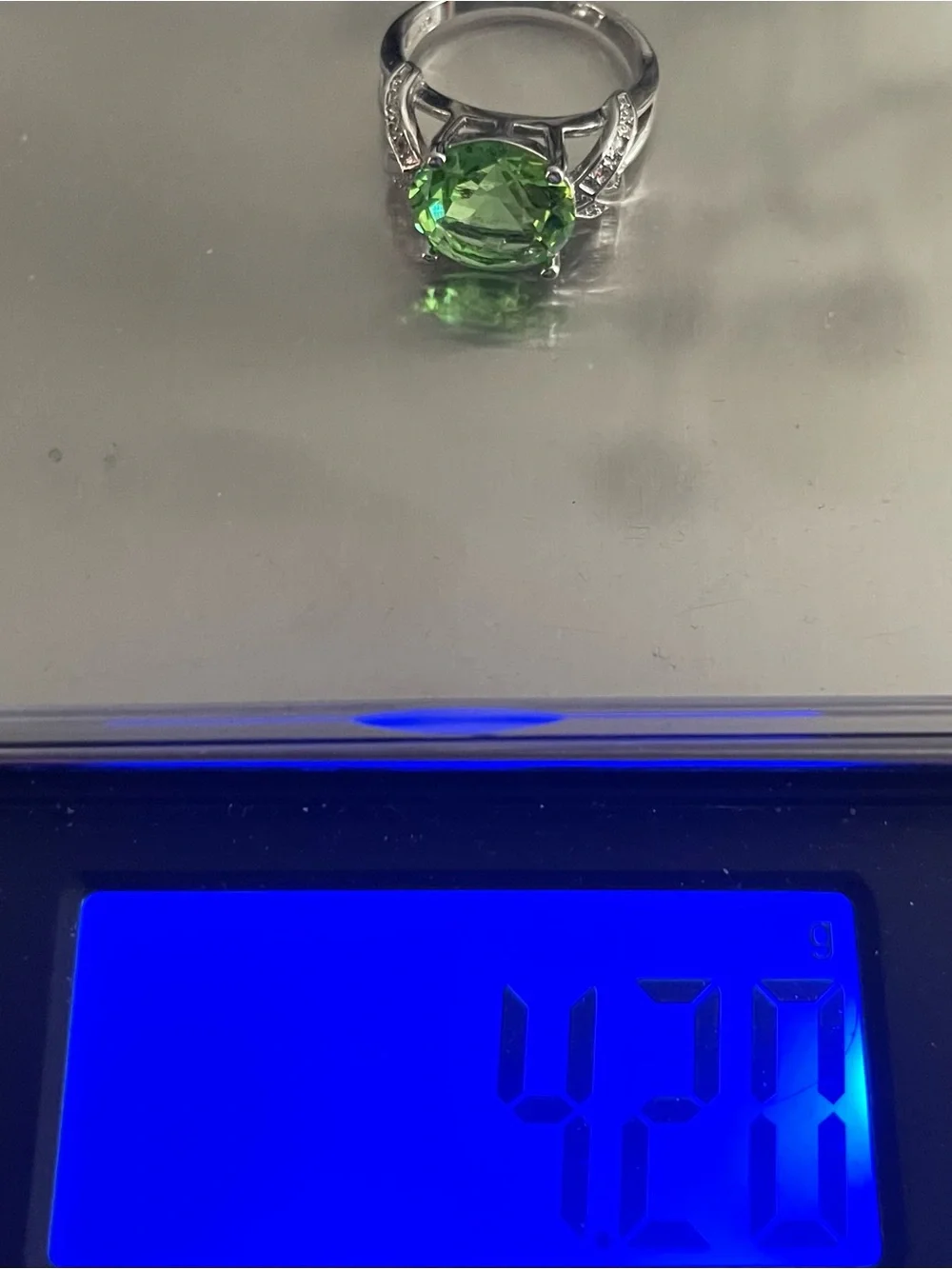 NWOT 925 Sterling silver peridot cz split shank ring sz 8